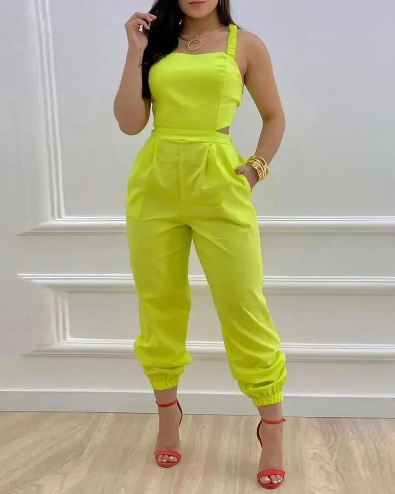 Women's for Jumpsuit Elegant Sexy Suspender Printed Jumpsuits Casual Hip Waist Overalls Romper For Women Spring Summer 2024