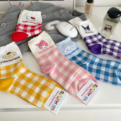 Sanrio Socks Cinnamoroll Hello Kitty  Kawaii My Melody Kuromi Cartoon Anime Cute Children Infant Cotton Warmer Sock  Gifts Girls