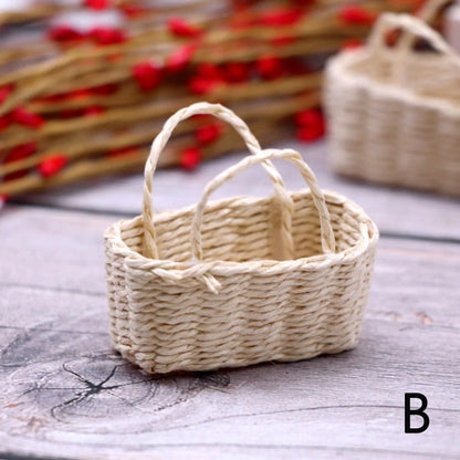 1PC 1:12 Dollhouse Miniature Storage Basket Vegetable Food Woven Frame Kitchen Model Decor Toy Doll House Accessories