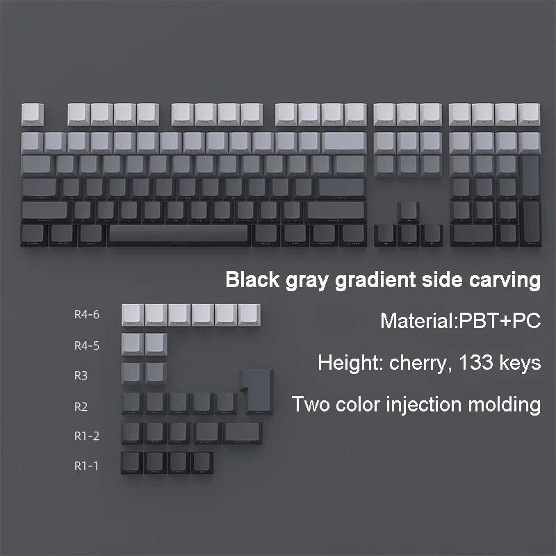 133 keys Side/Front Engraved luminescence PBT Sublimated Double Shot Keycaps OEM Profile for MX Switches Gaming Keyboards DIY