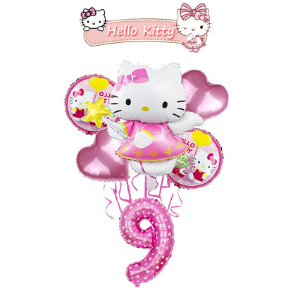 Ballon Sets Hello Kitty Party Supplies Anime Figure Foil Inflate Ballon Happy Birthday Party Children's Decoration Baby Shower