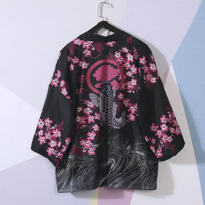 Prowow Spring Men Loose Hong Kong Style 3/4 Sleeve Kimono Traditional Male Kimono Cardigan Men Harajuku Streetwear Male