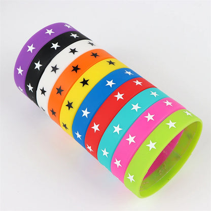 10Pcs/Lot Multicolor Luminous Heart Silicone Bracelets For Men Women Flower Sport Mix Style Rubber Wristband Bangle Jewelry Gift