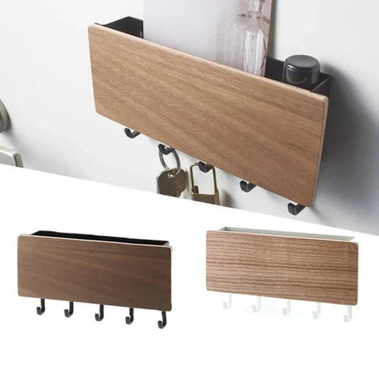 Novel Wall-mounted Wooden Decorative Wall Rack Sundries Storage Box Prateleira Hanger Organizer Key Rack Wooden Wall Rack