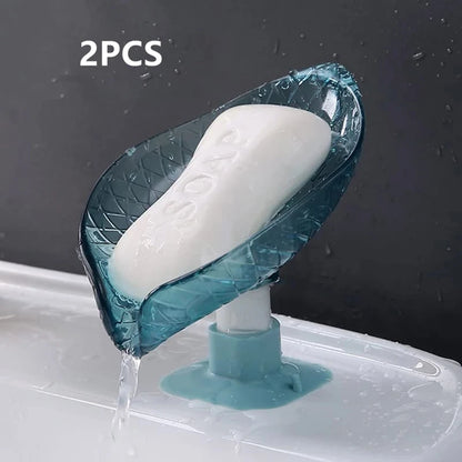 Leaf Shape Soap Box Drain Soap Holder Bathroom Accessories Suction Cup Soap Dish Tray Soap Dish For Bathroom Soap Container