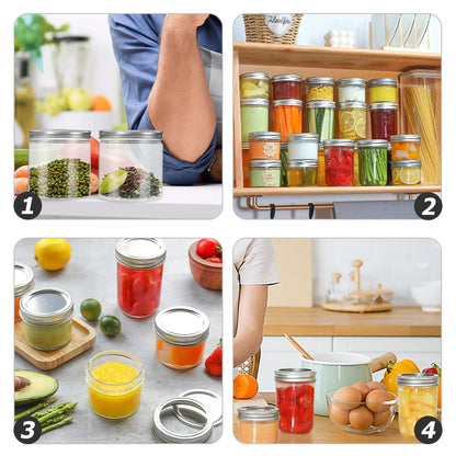 6 Pcs Aluminum Lid Mason Jars Food Storage Container Houehold Containers Portable Glass Lids Bottle Honey Sealed