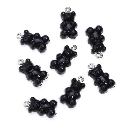 10pcs/lot Acrylic Bear Pendant 22x12mm Multicolor Solid Charms Pendant For DIY Jewelry Making Necklace Bracelet Accessories