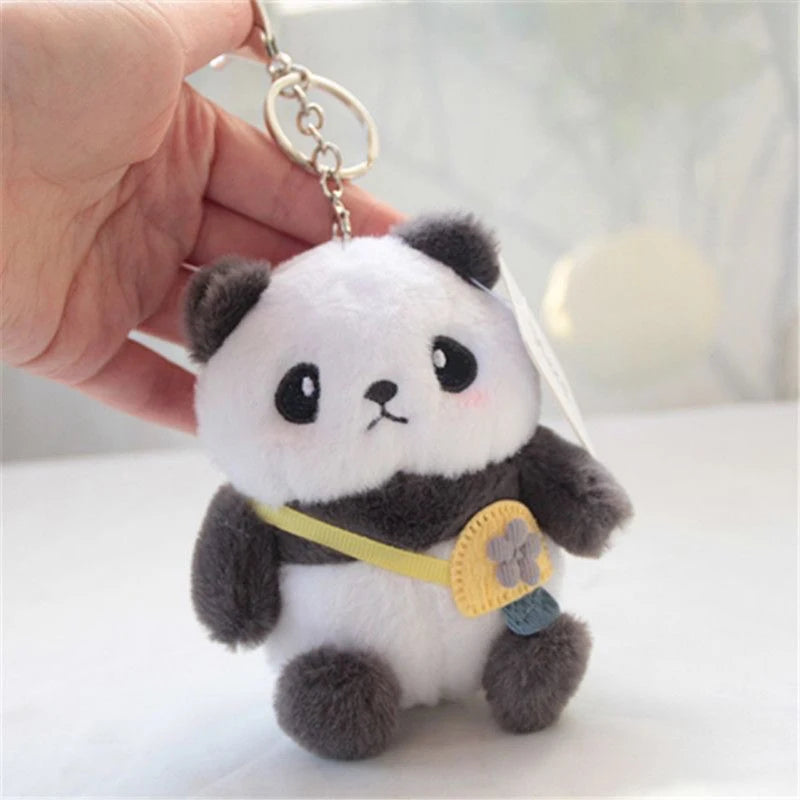 Plush Animal Keychains Cute Panda Doll Keyrings Creative Car Keys Accessories Couple Keychains Bag Kawaii Pendant Charms