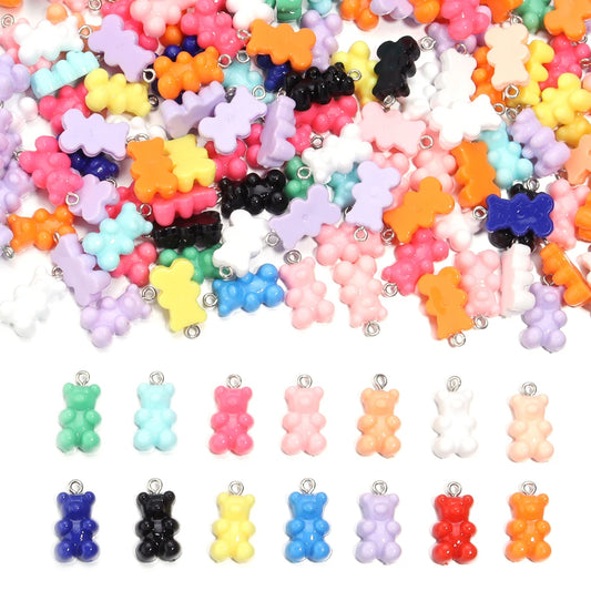 10pcs/lot Acrylic Bear Pendant 22x12mm Multicolor Solid Charms Pendant For DIY Jewelry Making Necklace Bracelet Accessories