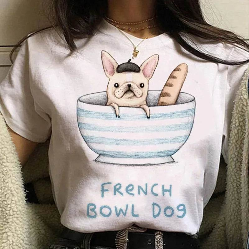 Gothic Tops Women Clothes French Bulldog T Shirt Women Graphic Tee Girl Japanese Clothes Women Clothes Shirts for Women Tops