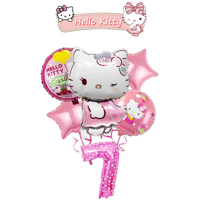 Ballon Sets Hello Kitty Party Supplies Anime Figure Foil Inflate Ballon Happy Birthday Party Children's Decoration Baby Shower