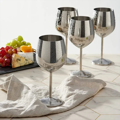 Stainless Steel Wine Glasses Unbreakable Metal Cocktail Glasses , 500 Ml, for Drinking Cocktails and Wine at Bar and Home