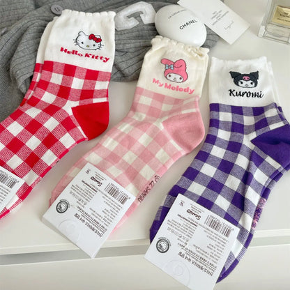 Sanrio Socks Cinnamoroll Hello Kitty  Kawaii My Melody Kuromi Cartoon Anime Cute Children Infant Cotton Warmer Sock  Gifts Girls