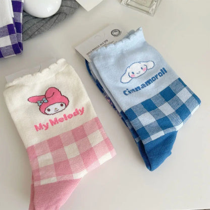 Sanrio Socks Cinnamoroll Hello Kitty  Kawaii My Melody Kuromi Cartoon Anime Cute Children Infant Cotton Warmer Sock  Gifts Girls