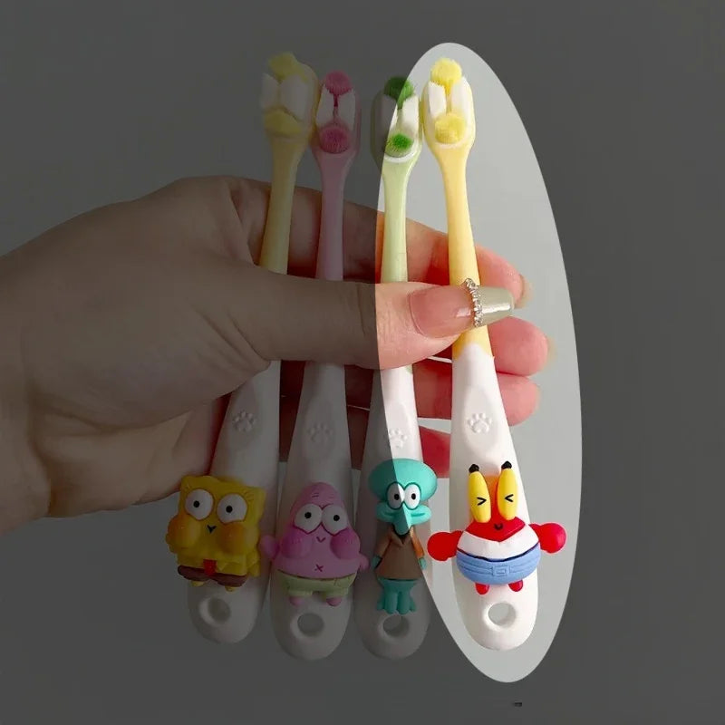 SpongeBob Kids Toothbrush Cartoon Ultra-fine Soft Deep Cleaning Baby Oral Health Travel Cute Portable Children Toothbrush 3-12Y