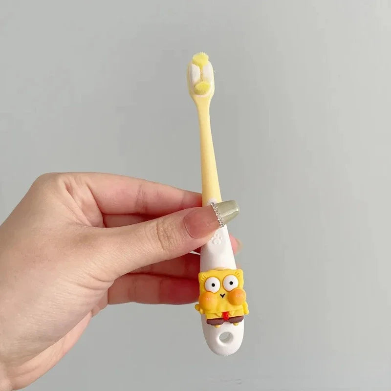 SpongeBob Kids Toothbrush Cartoon Ultra-fine Soft Deep Cleaning Baby Oral Health Travel Cute Portable Children Toothbrush 3-12Y