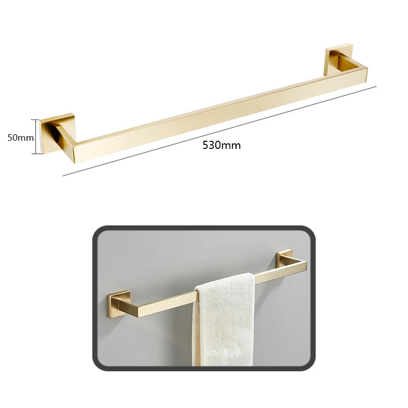 Brushed Gold Hardware Set Bathroom Shelf Towel Bar Rack Robe Hook Toilet Paper Roll Holder Black Bathroom Accessories Sets 4 Pcs