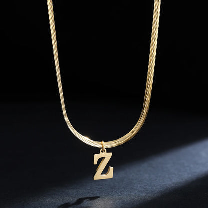 Stainless Steel Initial Necklace for Women A-Z Alphabet Gold Color Snake Chain Choker Necklaces Letter Collar Pendant Jewelry