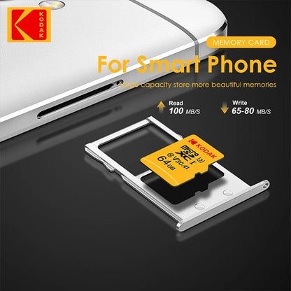 Kodak Micro SD Card Memory Card Class 10 32GB 64GB 128GB 256GB U3 4K High Speed Cartao De Memoria Flash Memory TF Mecard C10