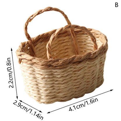 1PC 1:12 Dollhouse Miniature Storage Basket Vegetable Food Woven Frame Kitchen Model Decor Toy Doll House Accessories