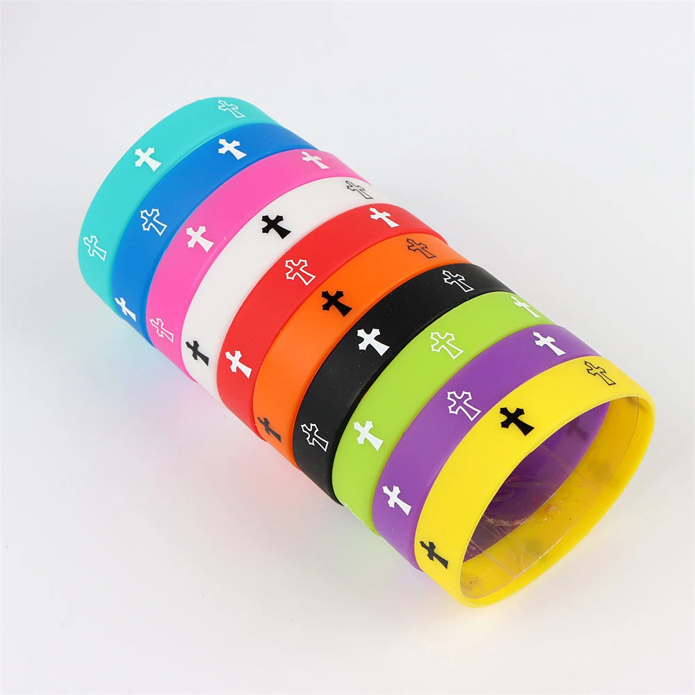 10Pcs/Lot Multicolor Luminous Heart Silicone Bracelets For Men Women Flower Sport Mix Style Rubber Wristband Bangle Jewelry Gift