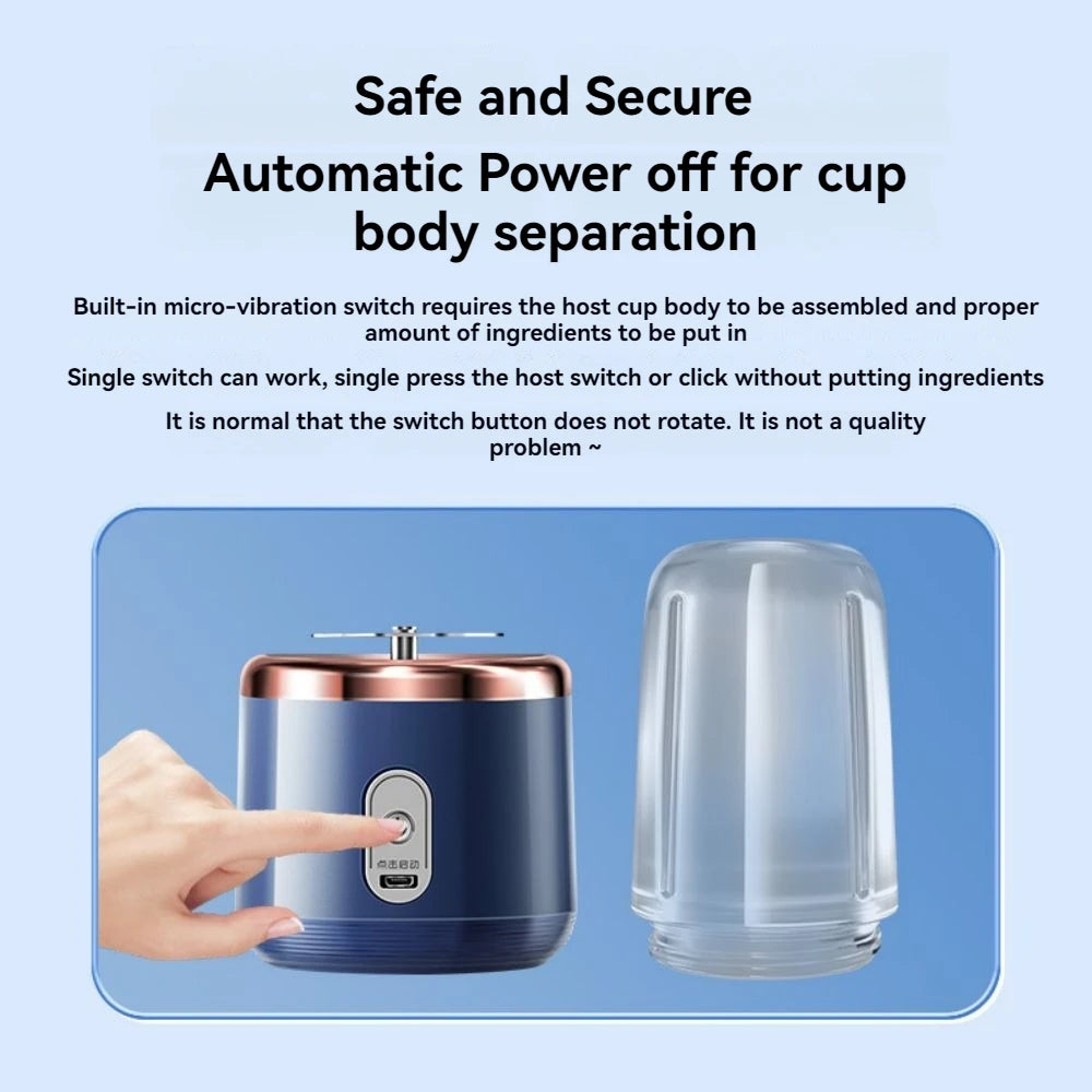 1PCS Juice Extractor Juice Cup Portable Rechargeable Small Juice Cup Home and Outdoor Multifunctional Juice Mixing