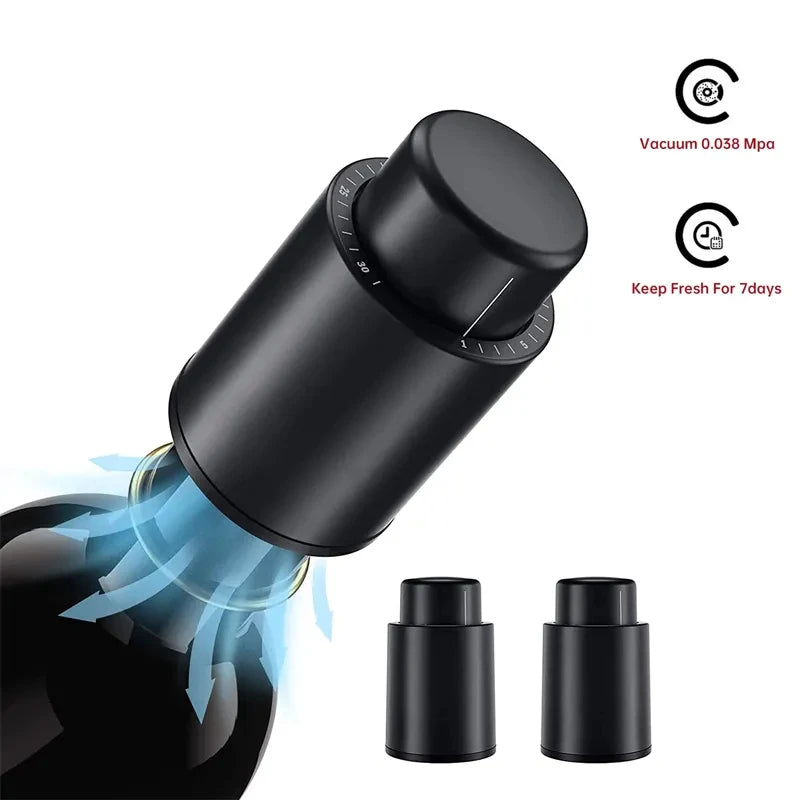 Wine Plug Vacuum Retain Freshness Champagne Stopper Red Wine Stopper Stainless Steel Wine Bottle Cap Leak-Proof Sealing