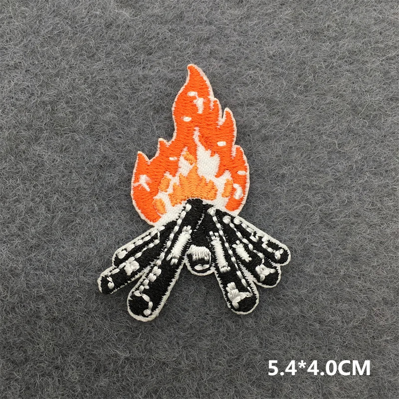 Flame Heart Patch Iron On Patches On Clothes Punk Stickers Embroidered Patches For Clothing Badge DIY