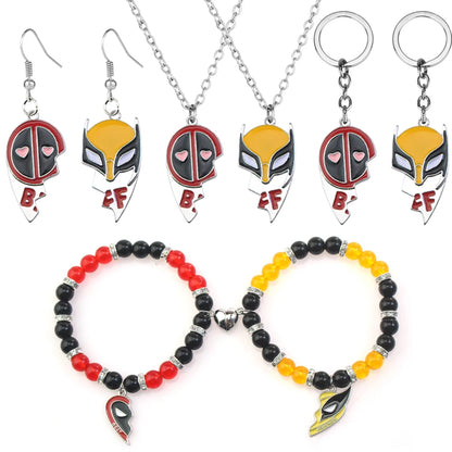 Movie Deadpool and Wolverine Accessories Best Friends Necklace Earring Keychain Bracelet Women Men Cosplay Jewelry Gifts