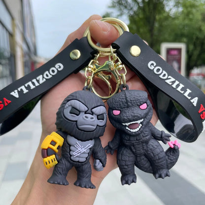 Anime King Kong VS Godzilla Keychains King Kong Godzilla PVC Action Figures Model Bag Pendent Collection Toys Kids Fans Gift