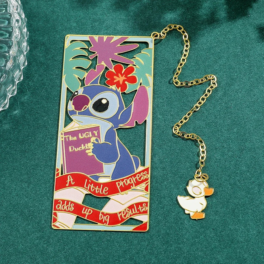 Disney Cute Stitch Creative Metal Bookmark for Book Lover Gift Lovely Stitch Duck Tassel for School Office Reading Supplies Mark