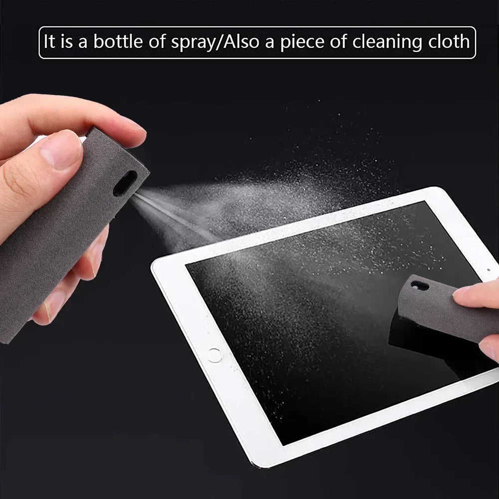 2 in 1 Mini Screen Cleaner Spray Bottle Portable Reusable Mobile Phone Tablet PC Laptop Screen Dust Remover Microfiber Cleaners