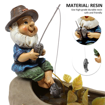 Fishing Gnome Garden Gnome Statue Naughty Gnome Garden Figurine Dwarf Sculpture Resin Ornament for Lawn Yard Balcony Decorations