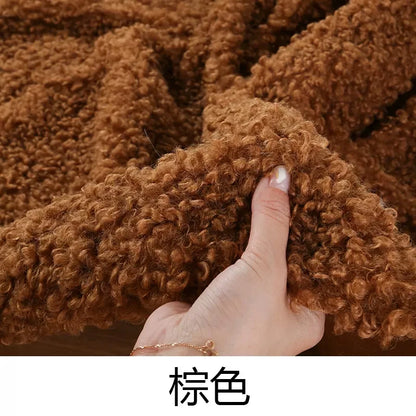 45x50cm Thickening Soft 100% Polyester Middle Sheep Roll Wool Fleece Loop Velvet Plush Fabric DIY Sewing Clothing Fabric