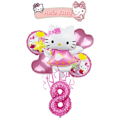 Ballon Sets Hello Kitty Party Supplies Anime Figure Foil Inflate Ballon Happy Birthday Party Children's Decoration Baby Shower