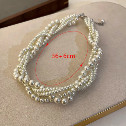 Charm Fashion White Twining Pearl Choker Necklaces For Women Geometric Necklaces Weddings Bride Jewelry Accessories