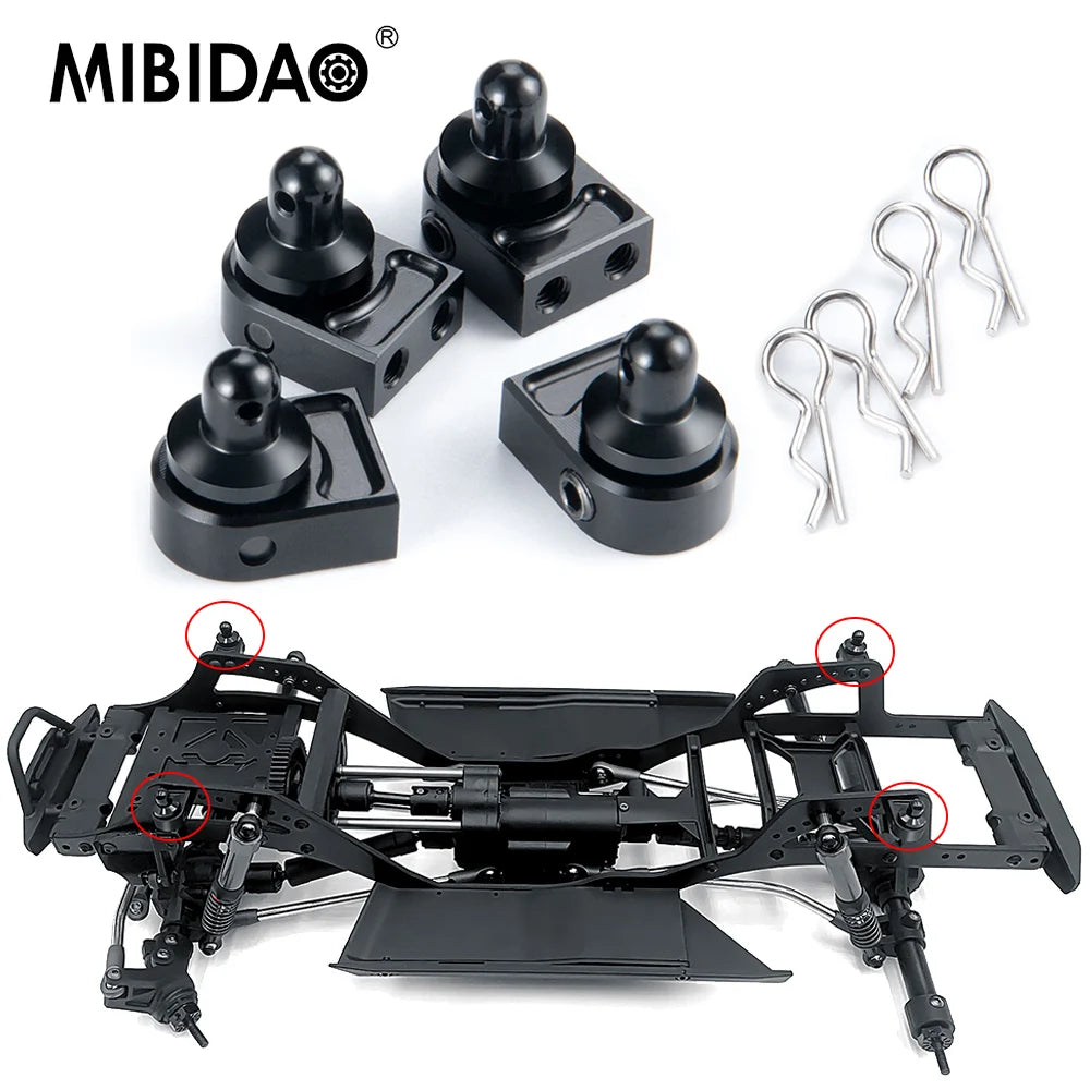 MIBIDAO Metal Alloy Front&Rear Car Body Shell Column Post Mount for Axial SCX10 PRO AXI03028 1/10 RC Crawler Car Upgrade Parts