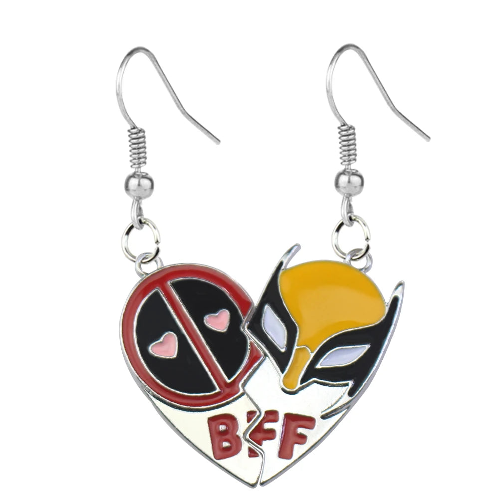 Movie Deadpool and Wolverine Accessories Best Friends Necklace Earring Keychain Bracelet Women Men Cosplay Jewelry Gifts