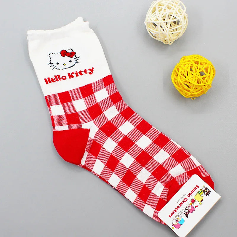 Sanrio Socks Cinnamoroll Hello Kitty  Kawaii My Melody Kuromi Cartoon Anime Cute Children Infant Cotton Warmer Sock  Gifts Girls