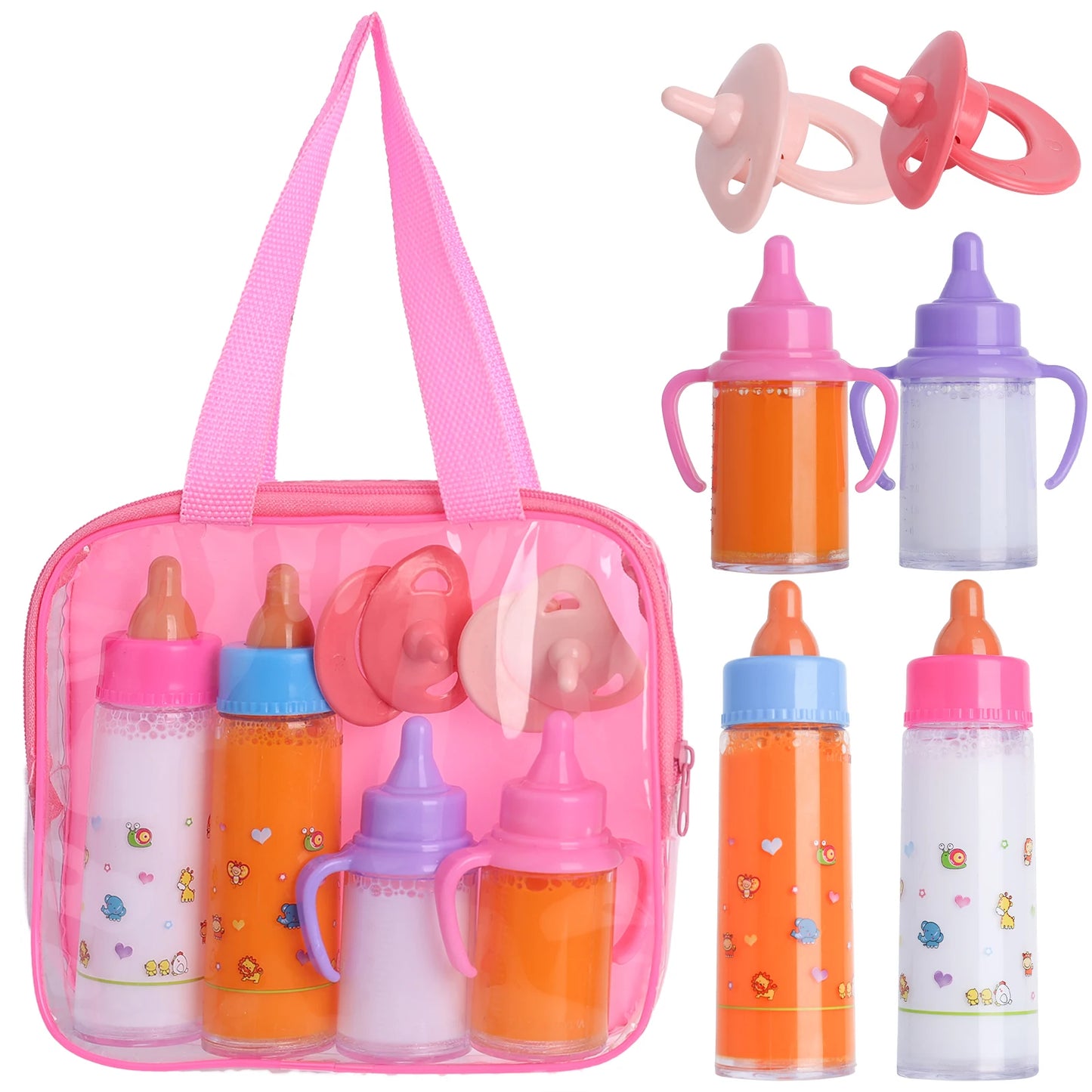 My Sweet Baby Disappearing Doll Feeding Set 6 Piece Doll Feeding Set for Toy Stroller 2 Milk & Juice Bottles with 2 Toy Pacifier