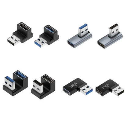 USB 3.0 Male to Female 90 Degree Right Angle Extension Adapter USB Upward Elbow Adapter 10Gbps for Laptop PC Connector Converte