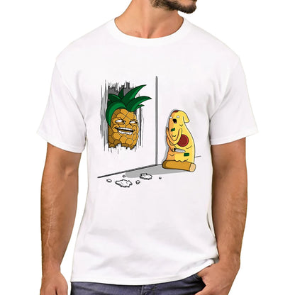 Men's Funny Pineapple and Pizza Print Tee Short-Sleeve Comfy T-Shirt  Tops For Spring Summer