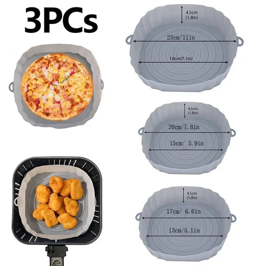 Air Fryer Silicone Baking Tray Reusable Basket Mat Non Stick Round Microwave Pads Baking Mat Oven Air Fryer Liner Dropshipping