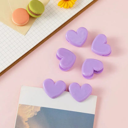 5PCS Plastic Pink Love Clip Japanese and Korean Girl Heart Student Desktop Storage Folder Decorative Photo Clip Label Clip