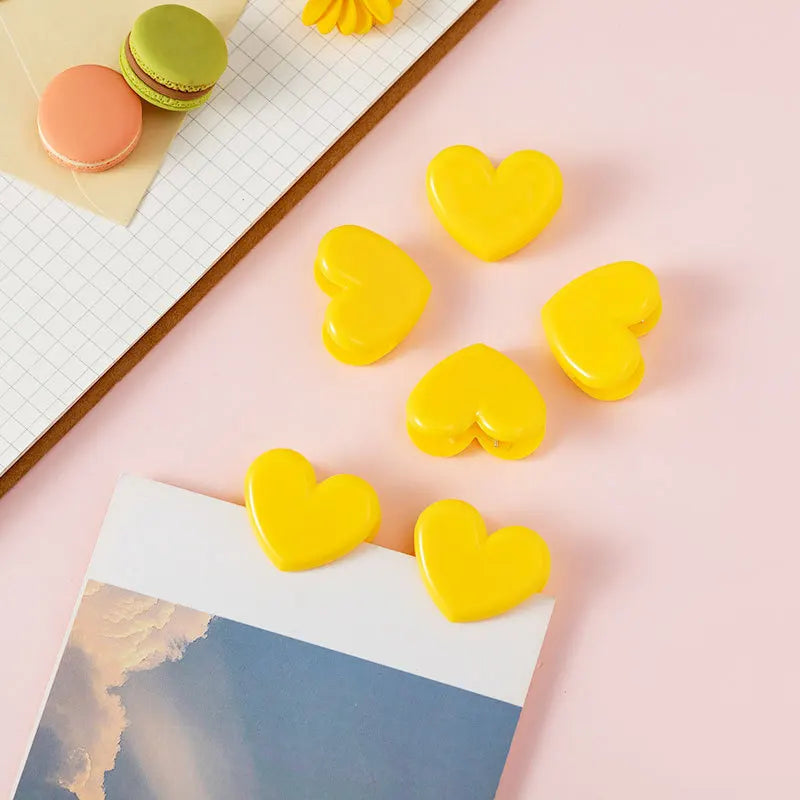 5PCS Plastic Pink Love Clip Japanese and Korean Girl Heart Student Desktop Storage Folder Decorative Photo Clip Label Clip