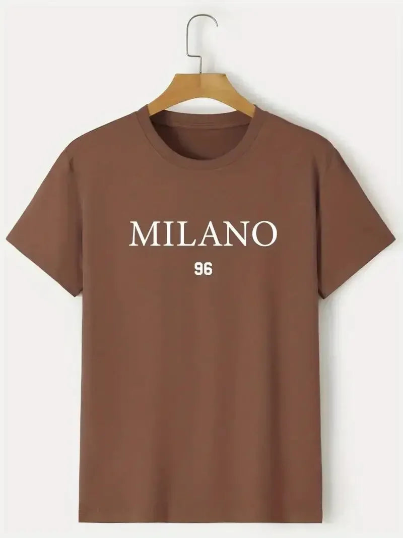 'Milano 'Tee, Summer Crew Neck, Men's Short Sleeve Cotton T-Shirt, Casual Wear, Men's Clothing