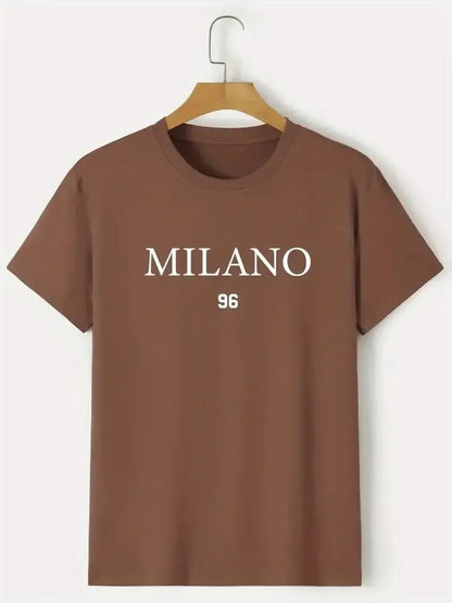 'Milano 'Tee, Summer Crew Neck, Men's Short Sleeve Cotton T-Shirt, Casual Wear, Men's Clothing