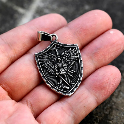 Steel Soldier New Religious Archangel Michael Slaying dragons stainless steel jewelry man or woman pendant SS8-839P