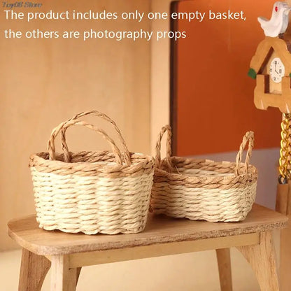 1PC 1:12 Dollhouse Miniature Storage Basket Vegetable Food Woven Frame Kitchen Model Decor Toy Doll House Accessories