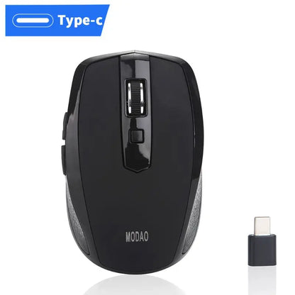 2.4G Wireless Mouse 6 Buttons Noiseless USB Type C 800/1200/1600 DPI Gaming Mouse with Type-C Receiver MICE